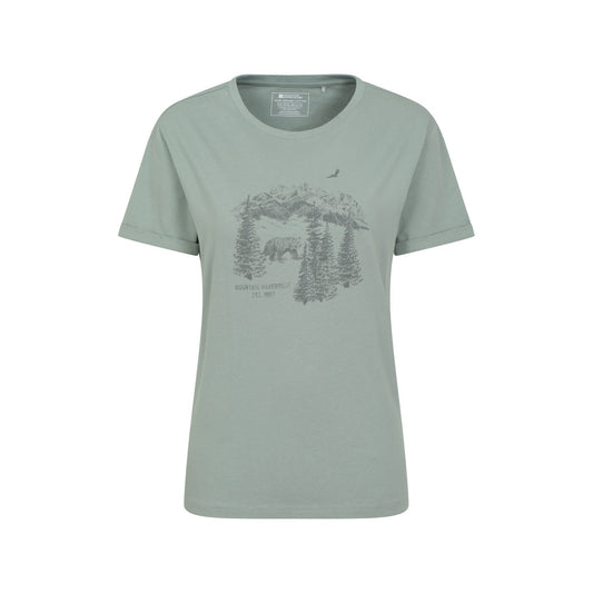 Khaki Green - Front - Mountain Warehouse Womens-Ladies Forest Bear Organic Loose Fit T-Shirt