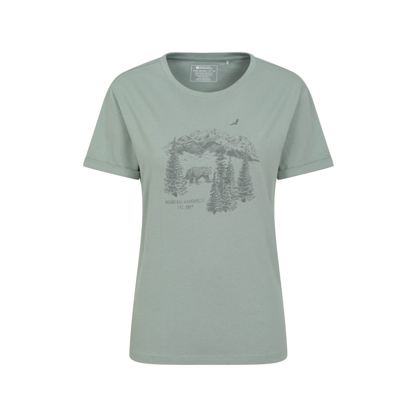 Khaki Green - Front - Mountain Warehouse Womens-Ladies Forest Bear Organic Loose Fit T-Shirt