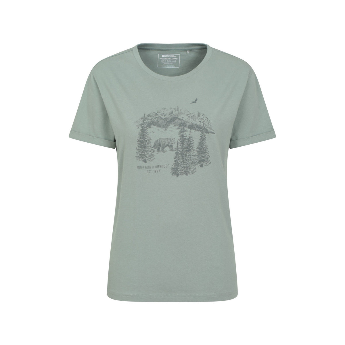 Khaki Green - Front - Mountain Warehouse Womens-Ladies Forest Bear Organic Loose Fit T-Shirt
