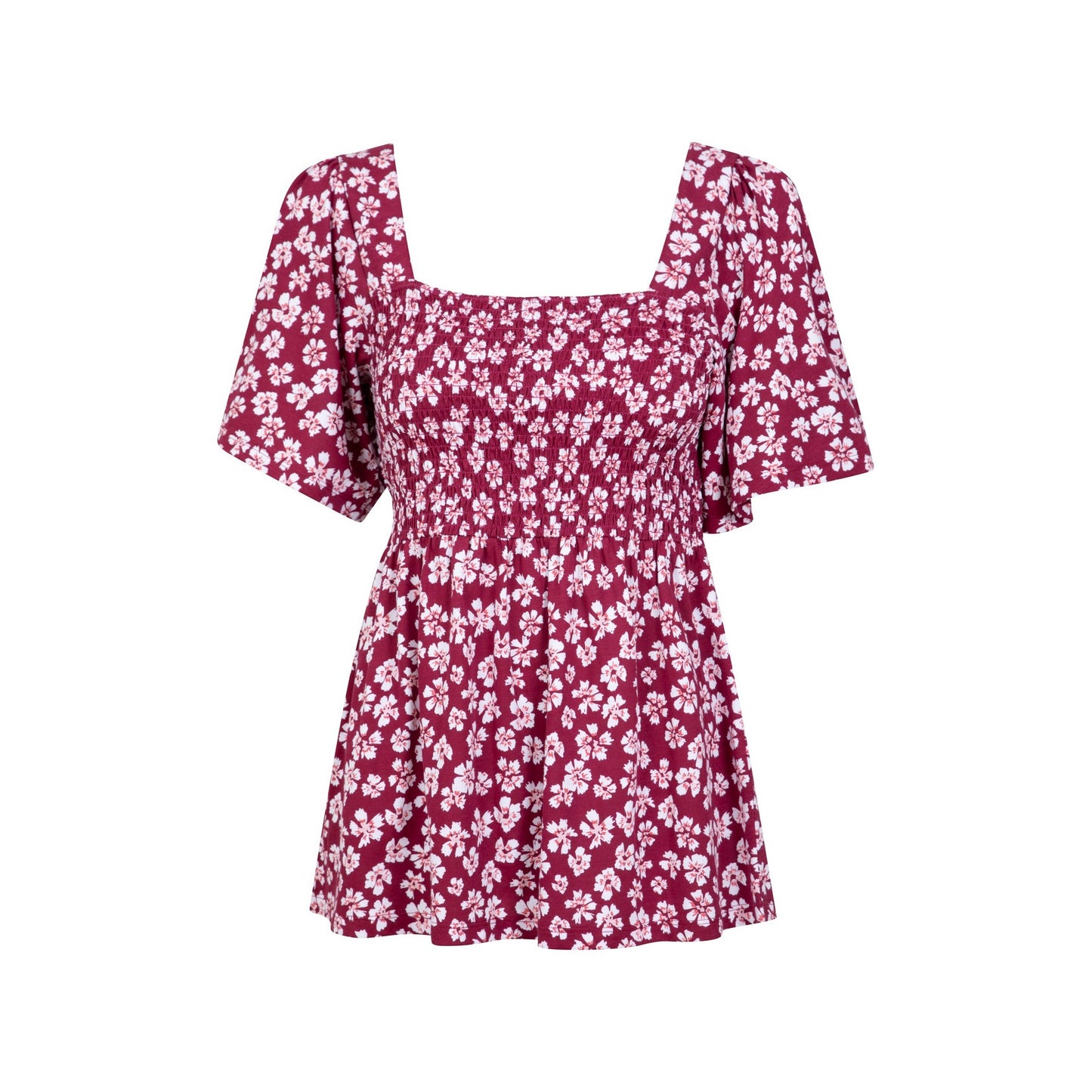 Berry - Front - Mountain Warehouse Womens-Ladies Hydra Floral Shirred Top