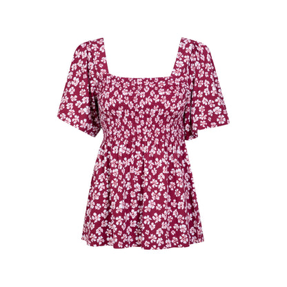Berry - Front - Mountain Warehouse Womens-Ladies Hydra Floral Shirred Top
