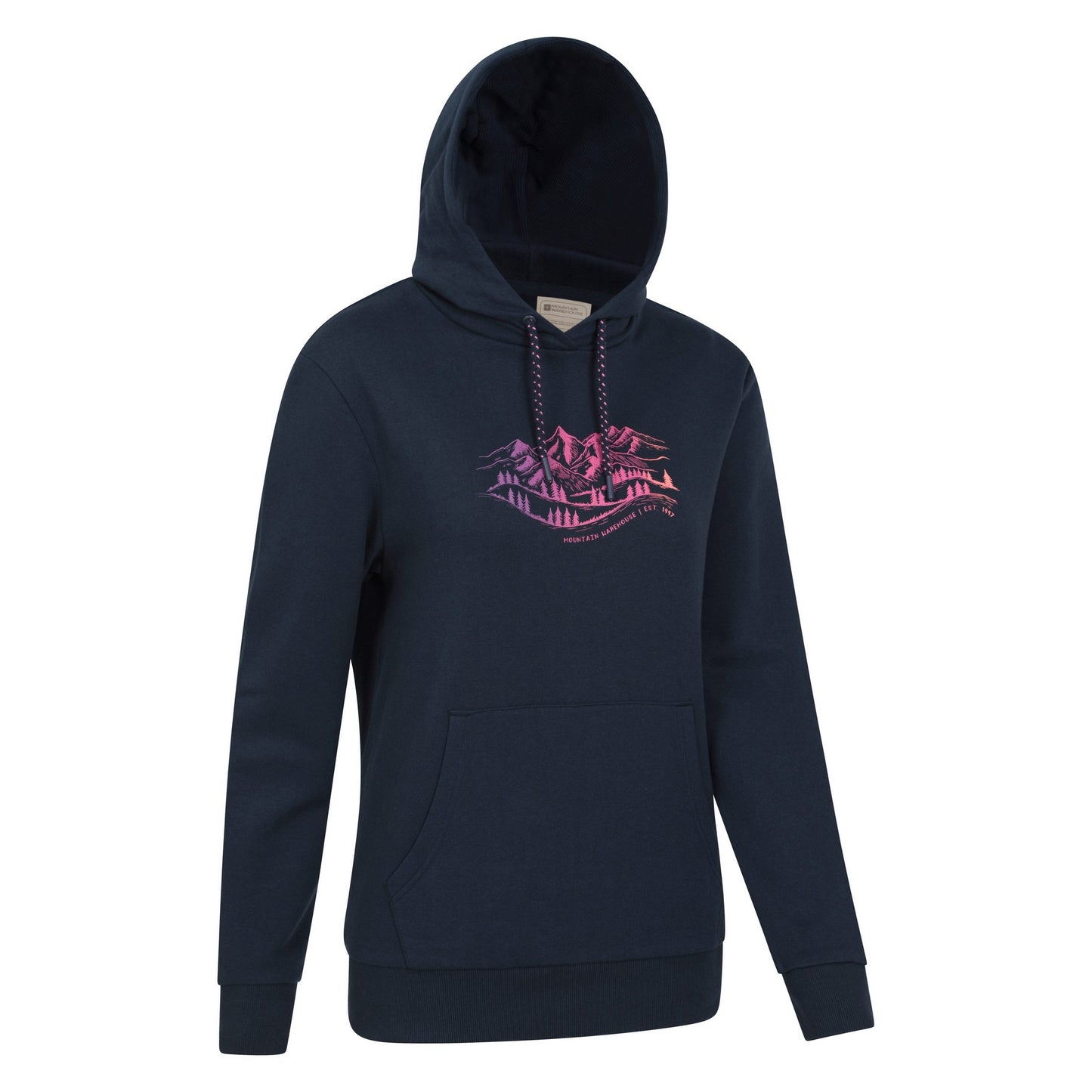 Navy - Side - Mountain Warehouse Womens-Ladies Neon Mountain Jersey Hoodie