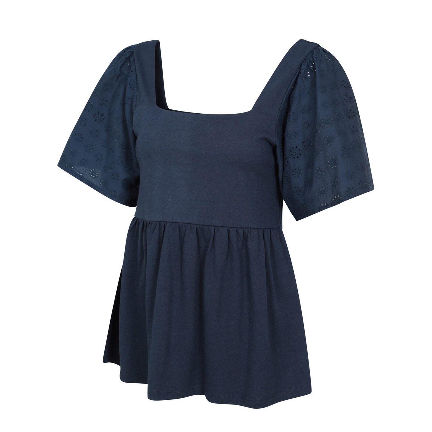 Navy - Side - Mountain Warehouse Womens-Ladies Verona Broderie Sleeve Top