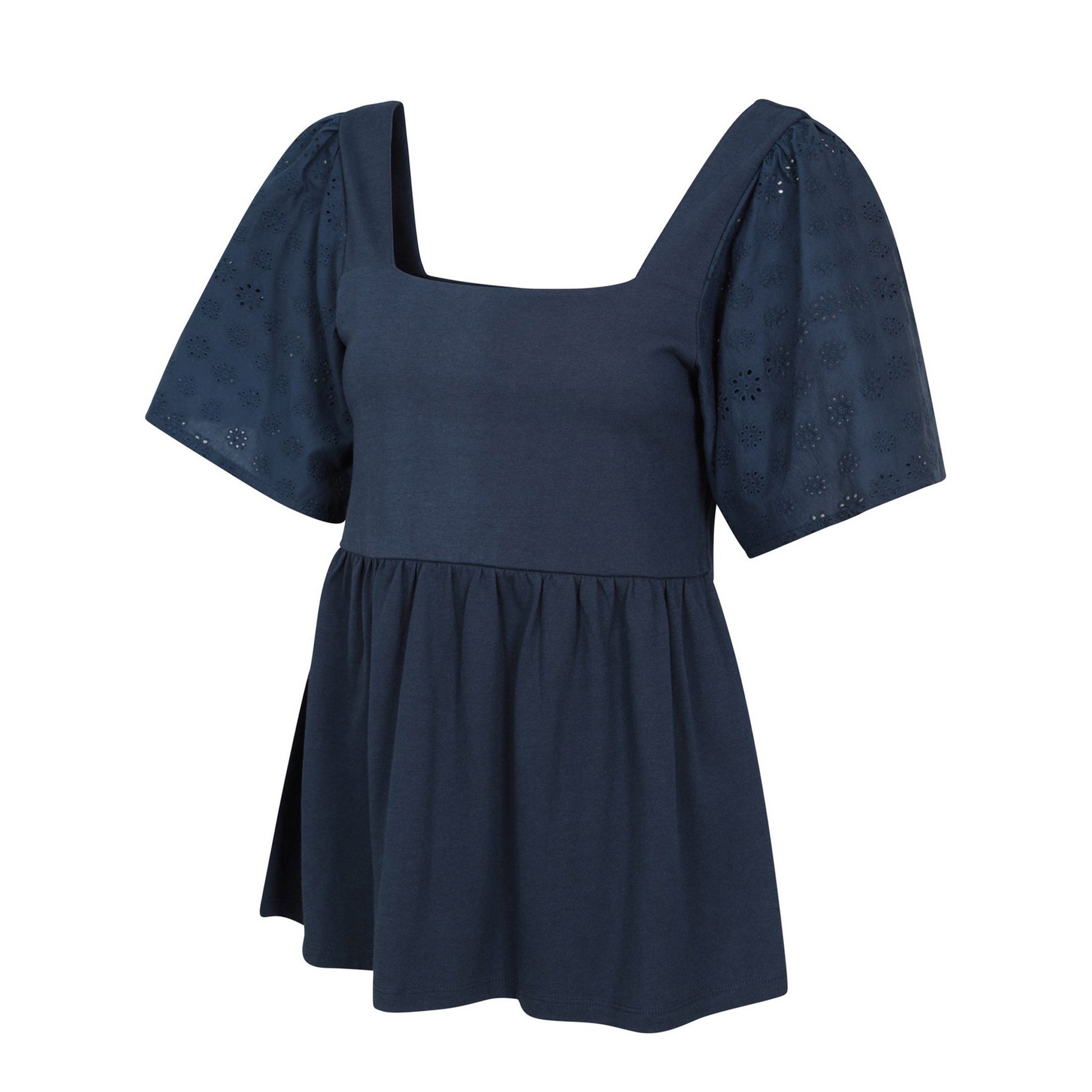 Navy - Side - Mountain Warehouse Womens-Ladies Verona Broderie Sleeve Top