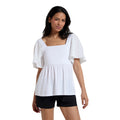 White - Front - Mountain Warehouse Womens-Ladies Verona Broderie Sleeve Top