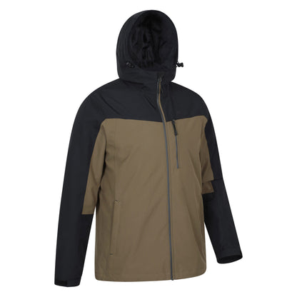 Dark Khaki - Side - Mountain Warehouse Mens Brisk Extreme Colour Block Waterproof Jacket