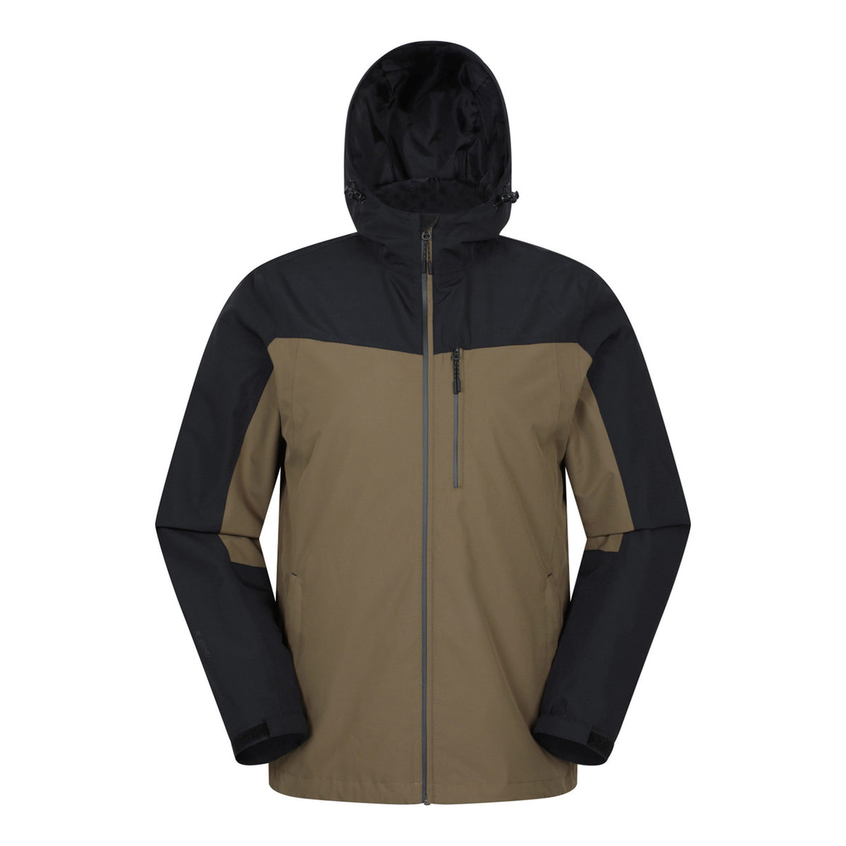 Dark Khaki - Front - Mountain Warehouse Mens Brisk Extreme Colour Block Waterproof Jacket