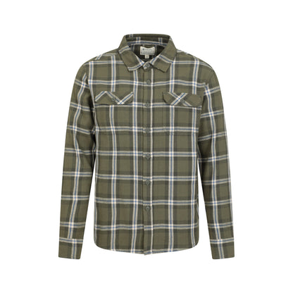 Khaki Green - Front - Mountain Warehouse Mens Clyde Checked Shirt