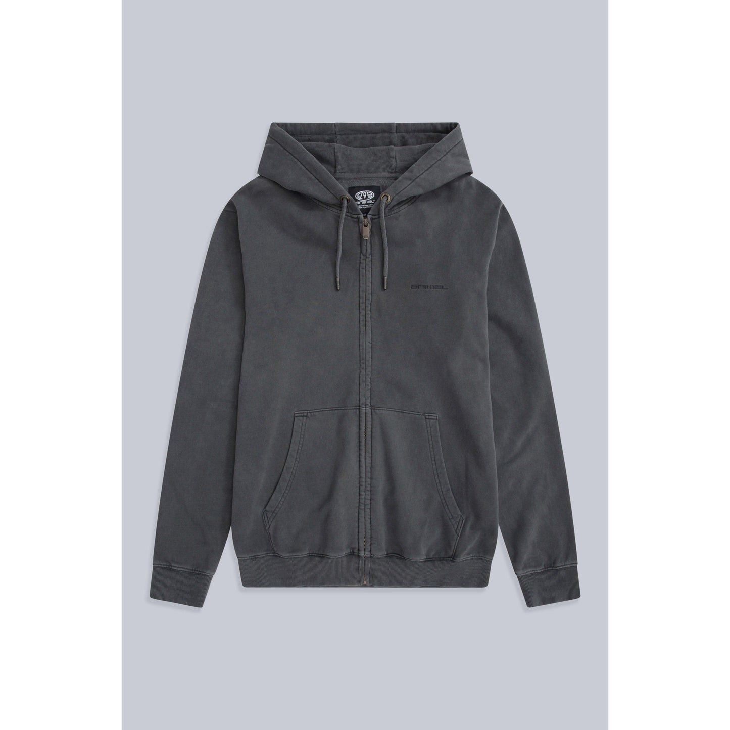 Charcoal - Front - Animal Mens Woody Organic Zipped Hoodie