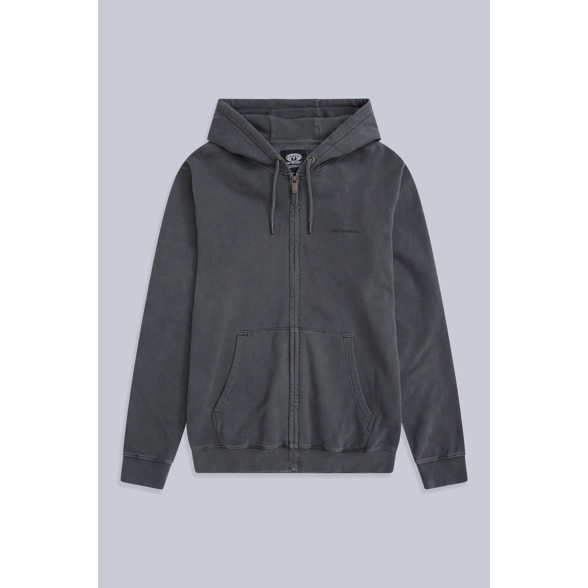 Charcoal - Front - Animal Mens Woody Organic Zipped Hoodie