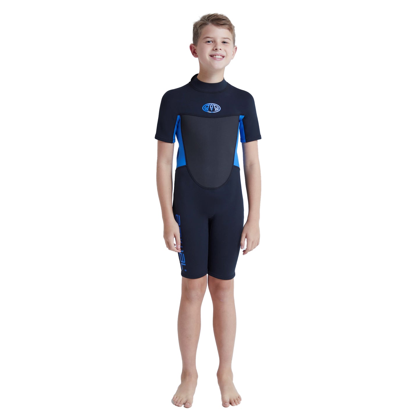 Blue - Pack Shot - Mountain Warehouse Childrens-Kids Waves Short Wetsuit
