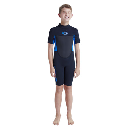 Blue - Pack Shot - Mountain Warehouse Childrens-Kids Waves Short Wetsuit