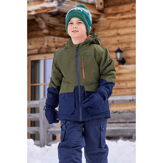 Khaki Green - Front - Mountain Warehouse Childrens-Kids Cosmos Water Resistant Ski Jacket
