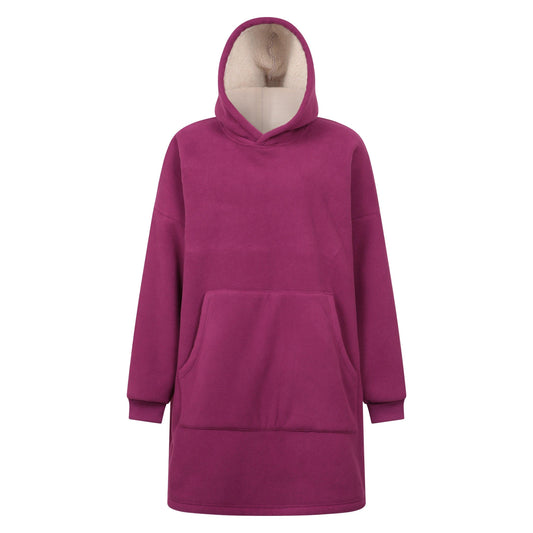 Purple - Front - Mountain Warehouse Womens-Ladies Snug Borg Lined Hoodie Blanket