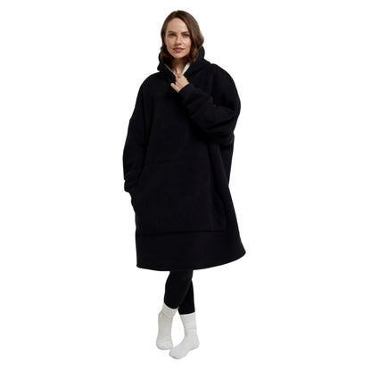 Black - Back - Mountain Warehouse Womens-Ladies Snug Borg Lined Hoodie Blanket
