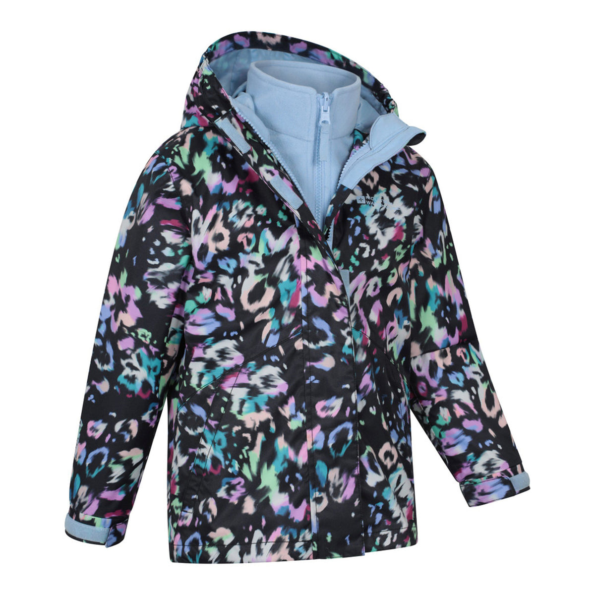 Pink - Side - Mountain Warehouse Childrens-Kids Aries Printed 3 in 1 Jacket