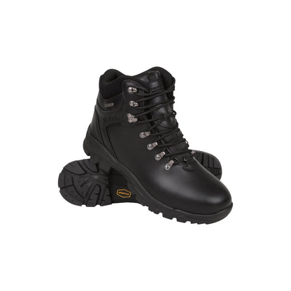 Black - Front - Mountain Warehouse Mens Latitude II Extreme Leather Waterproof Walking Boots