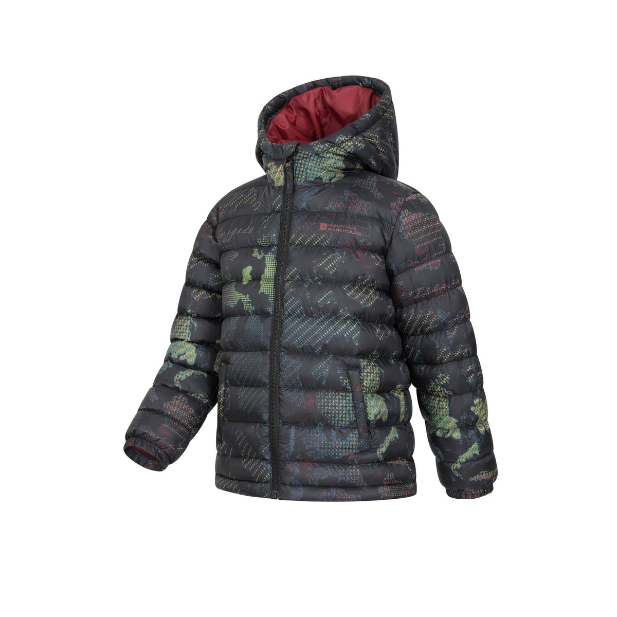 Jet Black - Side - Mountain Warehouse Childrens-Kids Seasons Camouflage Padded Jacket