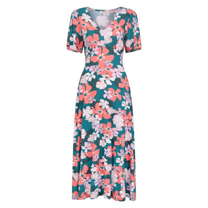 Multicoloured - Front - Mountain Warehouse Womens-Ladies Como Leaf Print Dress