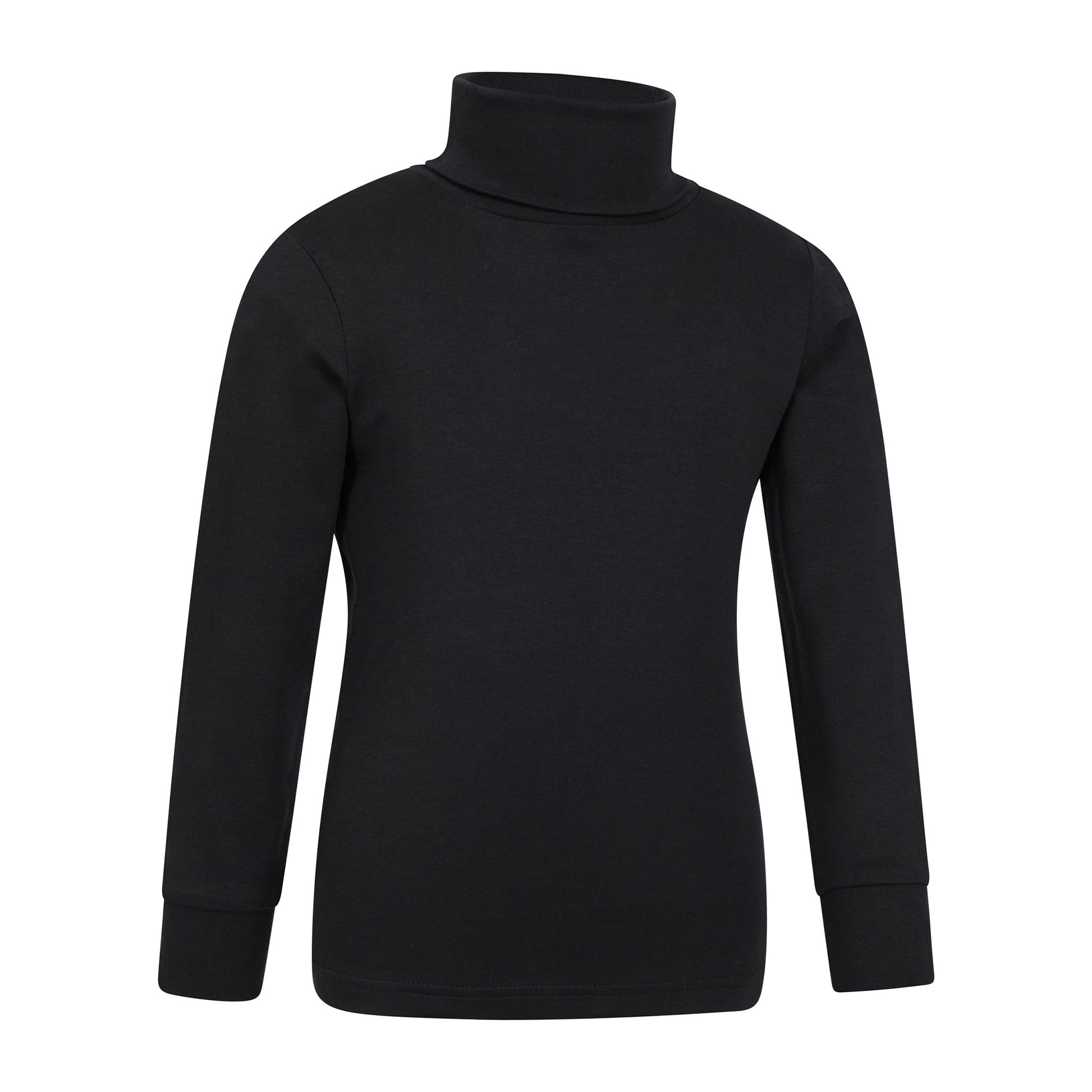 Black - Side - Mountain Warehouse Childrens-Kids Meribel Cotton Roll Neck Top