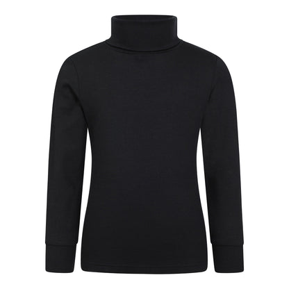 Black - Front - Mountain Warehouse Childrens-Kids Meribel Cotton Roll Neck Top