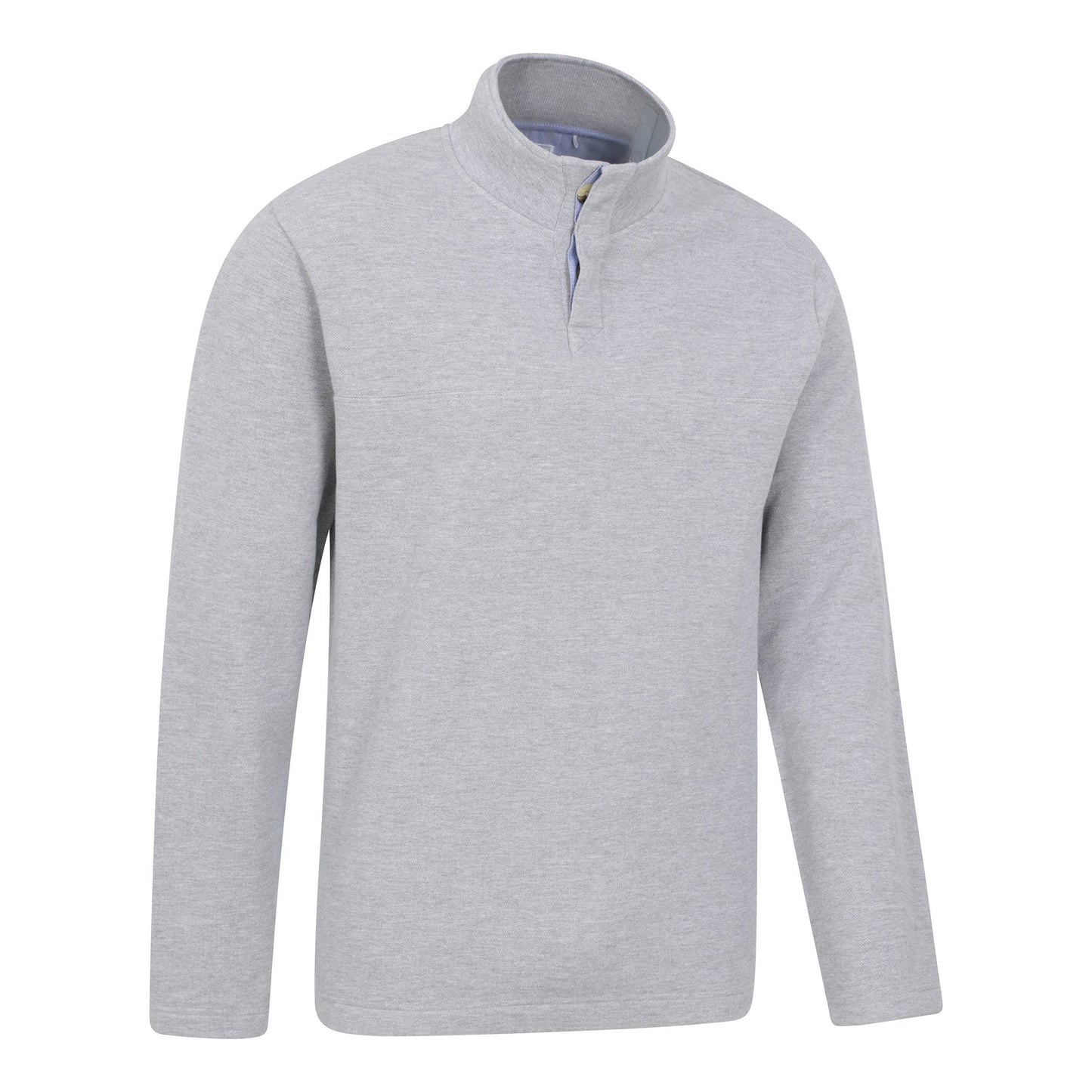 Grey - Side - Mountain Warehouse Mens Bude Pique Button Neck Jumper
