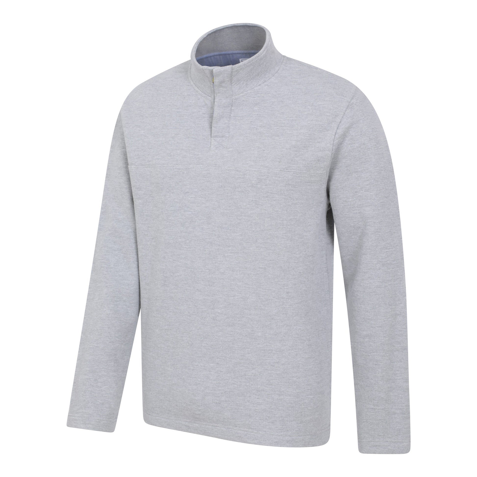 Grey - Lifestyle - Mountain Warehouse Mens Bude Pique Button Neck Jumper