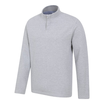 Grey - Lifestyle - Mountain Warehouse Mens Bude Pique Button Neck Jumper
