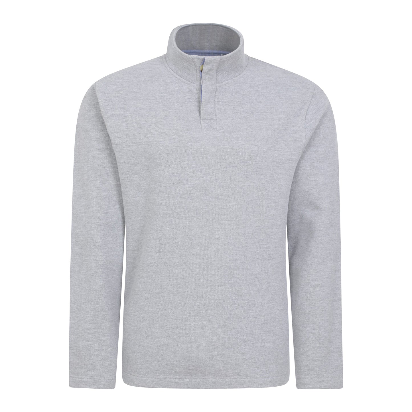 Grey - Front - Mountain Warehouse Mens Bude Pique Button Neck Jumper