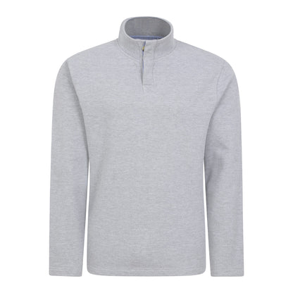 Grey - Front - Mountain Warehouse Mens Bude Pique Button Neck Jumper