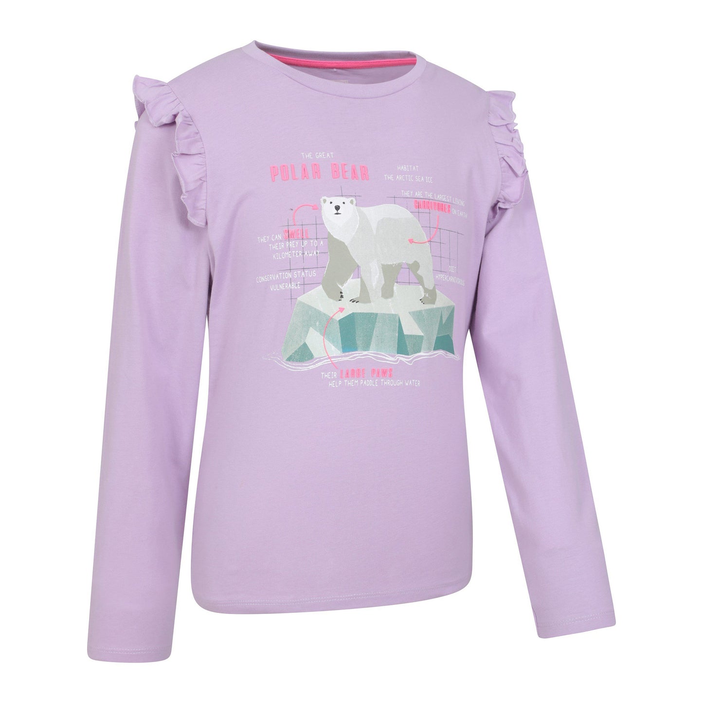 Purple - Side - Mountain Warehouse Girls Polar Bear Long-Sleeved Top