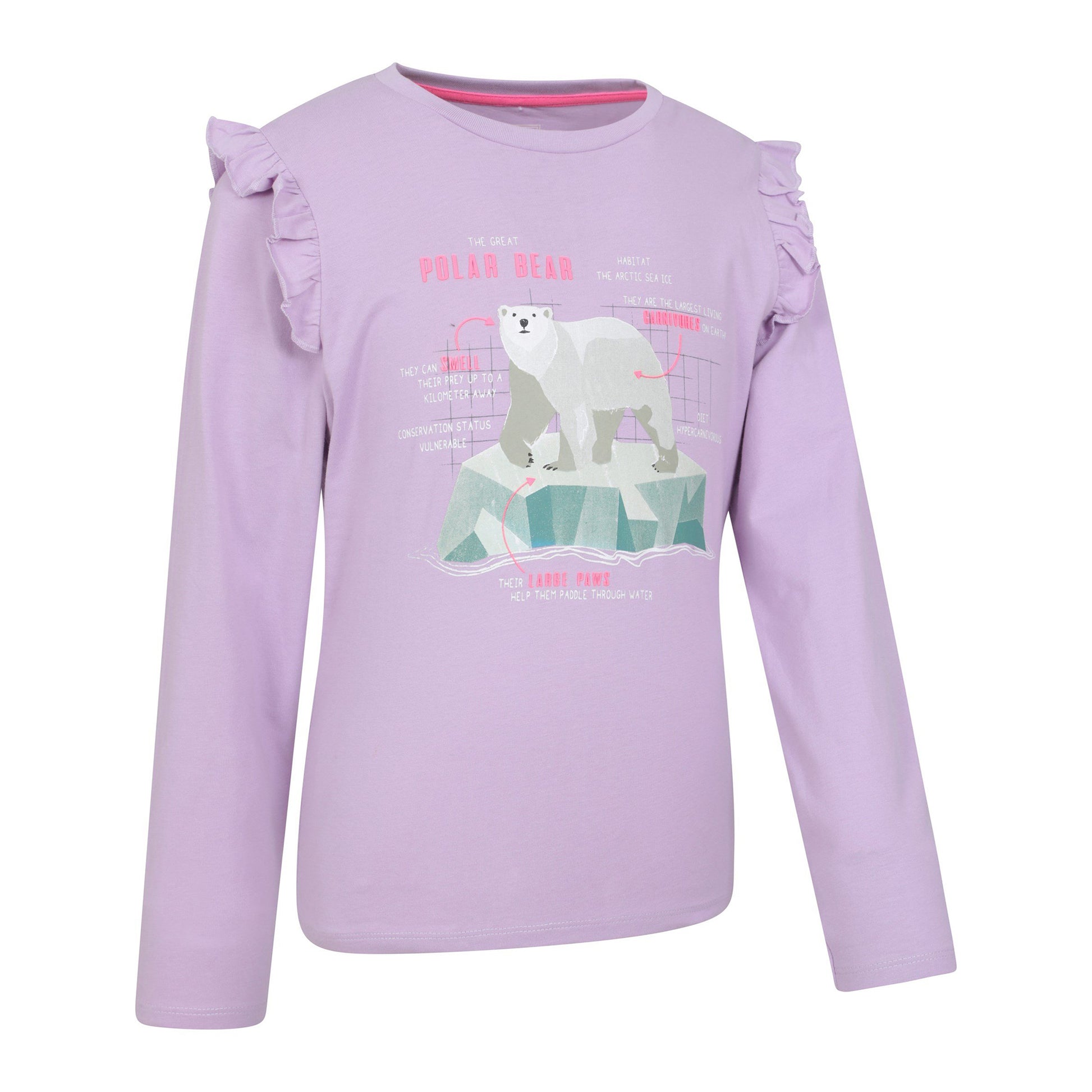 Purple - Side - Mountain Warehouse Girls Polar Bear Long-Sleeved Top