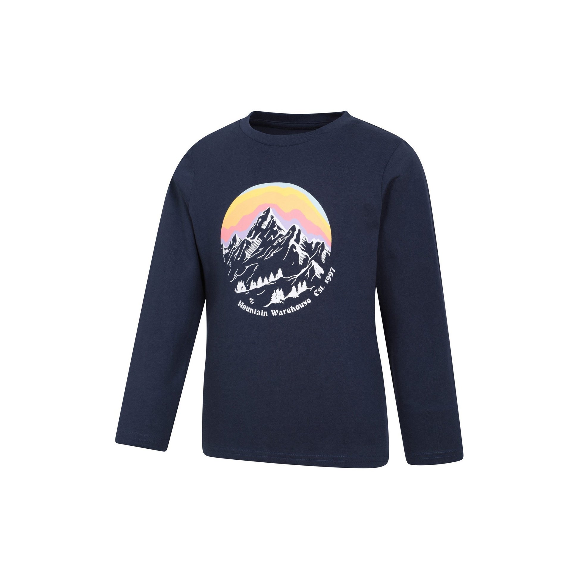 Navy - Side - Mountain Warehouse Childrens-Kids Mountain Snowy Long-Sleeved Top