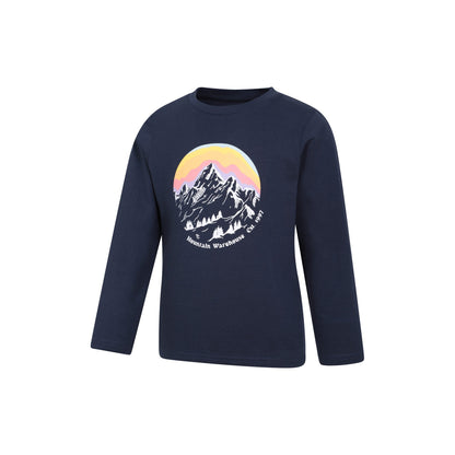 Navy - Side - Mountain Warehouse Childrens-Kids Mountain Snowy Long-Sleeved Top