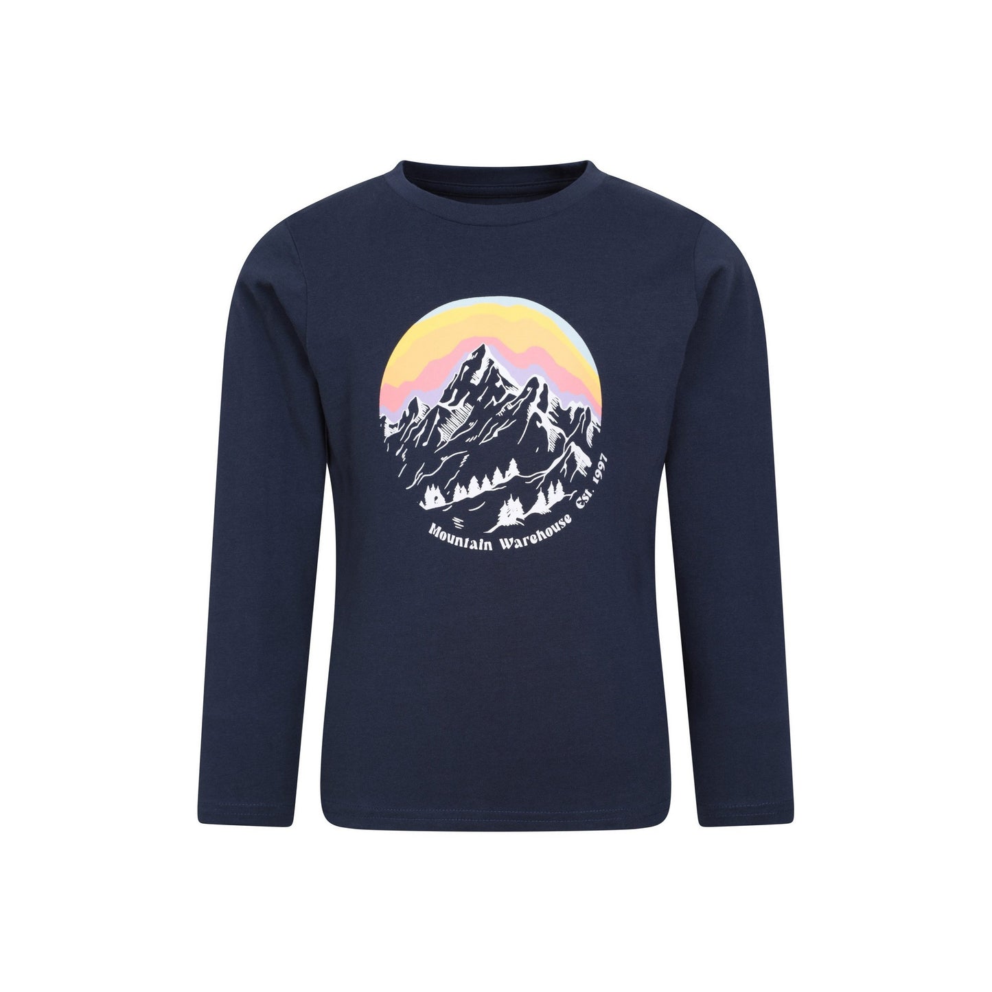 Navy - Front - Mountain Warehouse Childrens-Kids Mountain Snowy Long-Sleeved Top