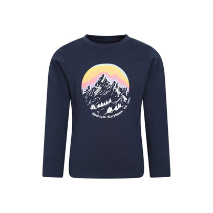 Navy - Front - Mountain Warehouse Childrens-Kids Mountain Snowy Long-Sleeved Top