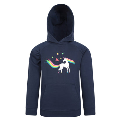 Navy - Front - Mountain Warehouse Childrens-Kids Unicorn Glitter Rainbow Hoodie
