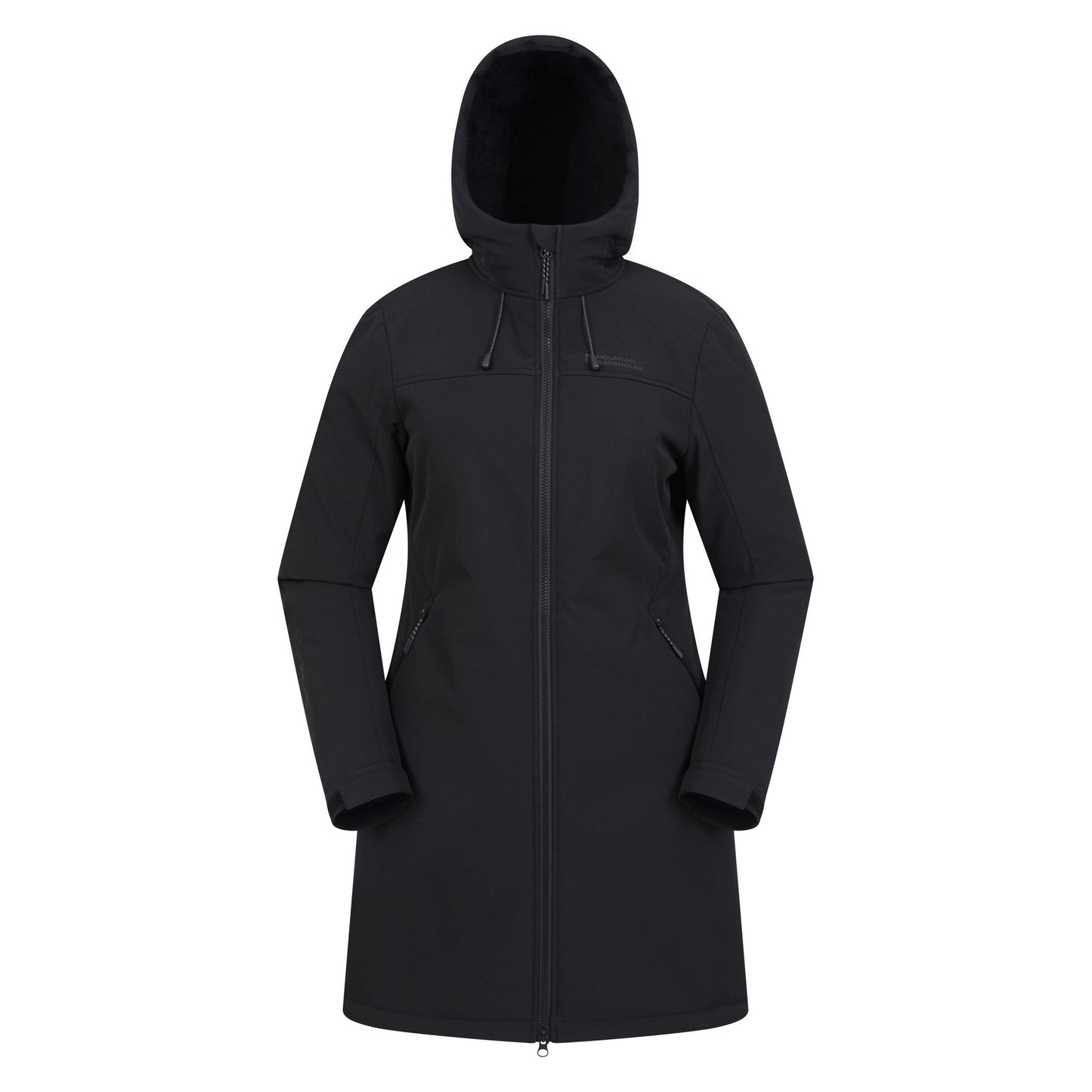 Black - Front - Mountain Warehouse Womens-Ladies Fern Longline Soft Shell Jacket