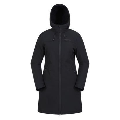 Black - Front - Mountain Warehouse Womens-Ladies Fern Longline Soft Shell Jacket