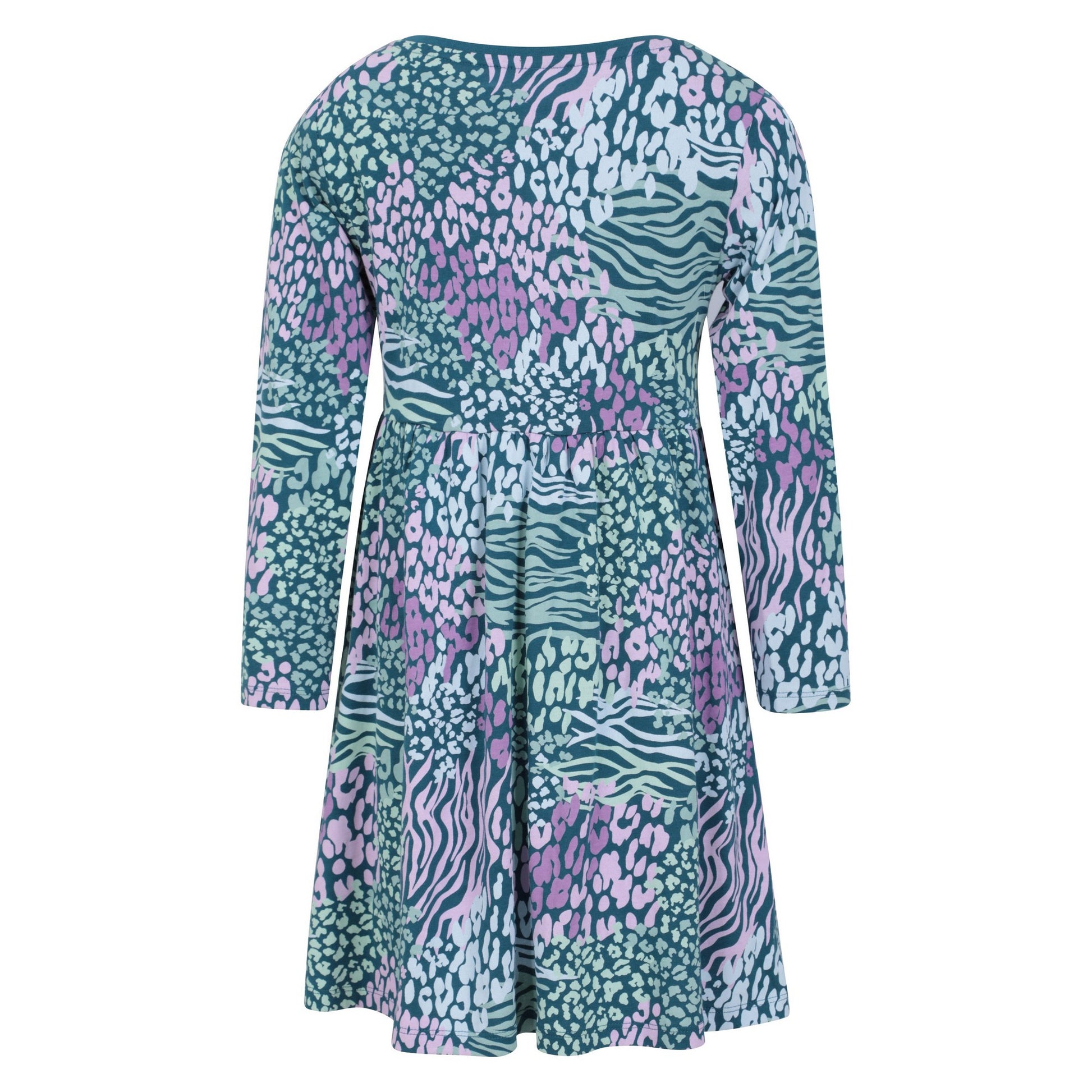 Teal - Back - Mountain Warehouse Girls Mountain Essentials Lora Printed Long-Sleeved Dress