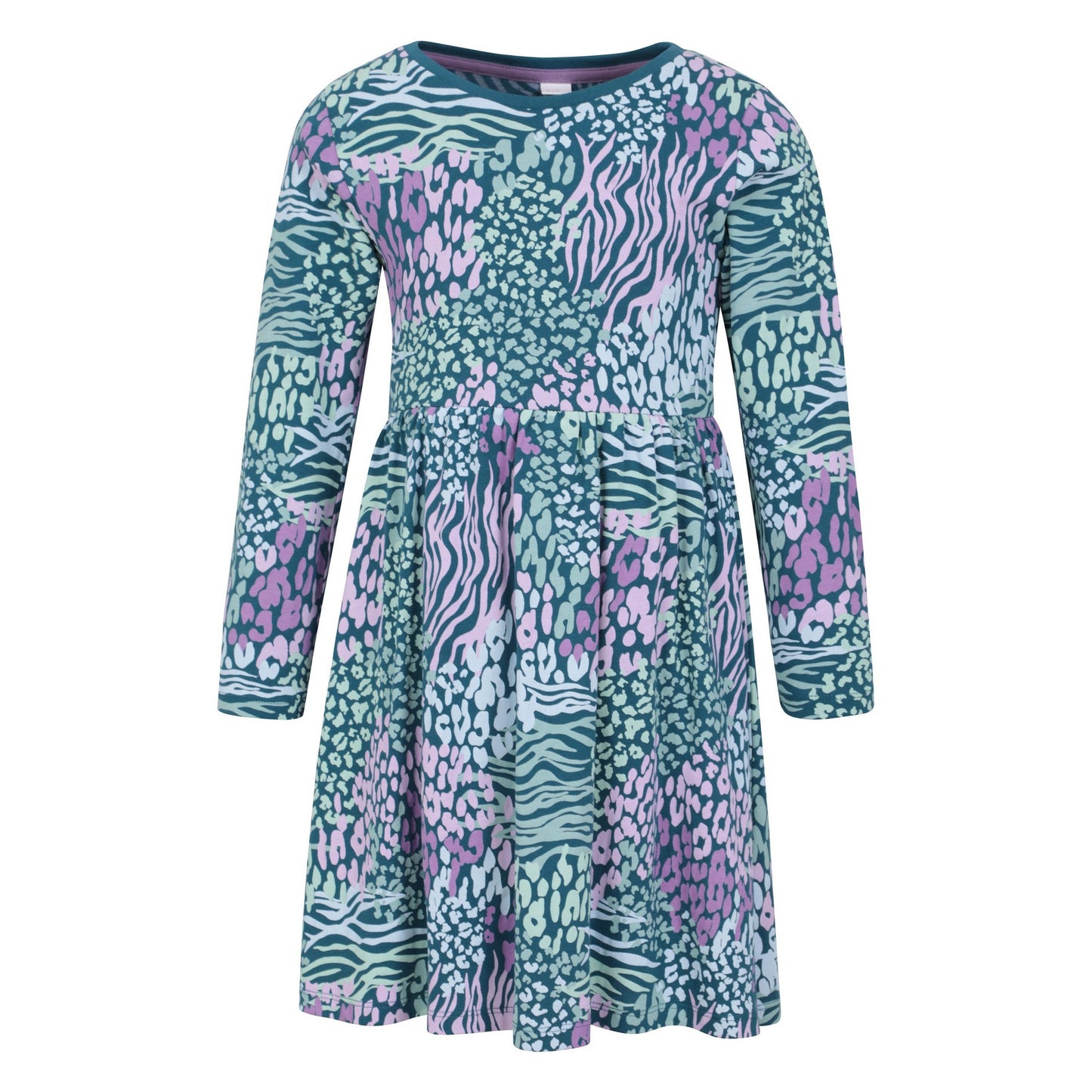 Teal - Front - Mountain Warehouse Girls Mountain Essentials Lora Printed Long-Sleeved Dress