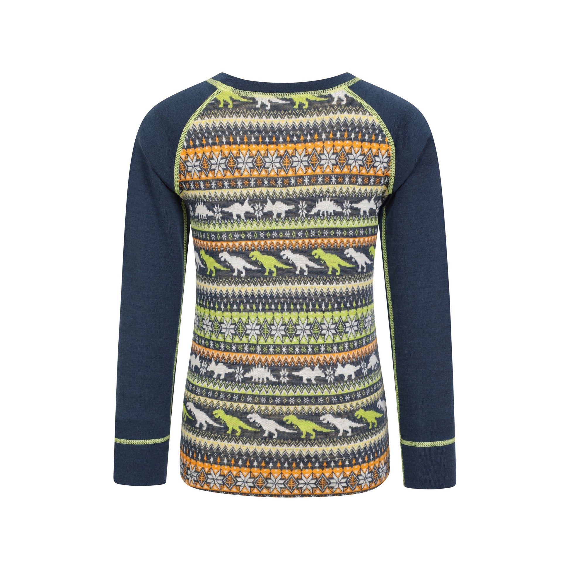 Green - Side - Mountain Warehouse Childrens-Kids Merino Jacquard Base Layer Set
