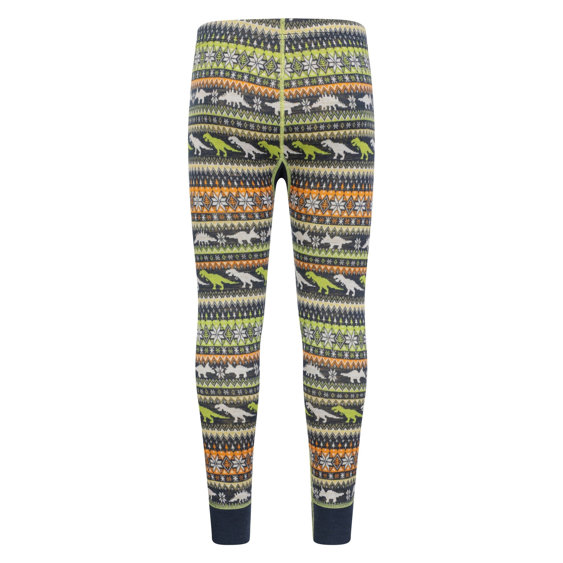 Green - Pack Shot - Mountain Warehouse Childrens-Kids Merino Jacquard Base Layer Set