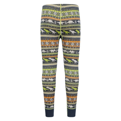 Green - Pack Shot - Mountain Warehouse Childrens-Kids Merino Jacquard Base Layer Set