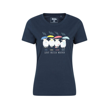 Navy - Front - Mountain Warehouse Womens-Ladies Great British Weather T-Shirt