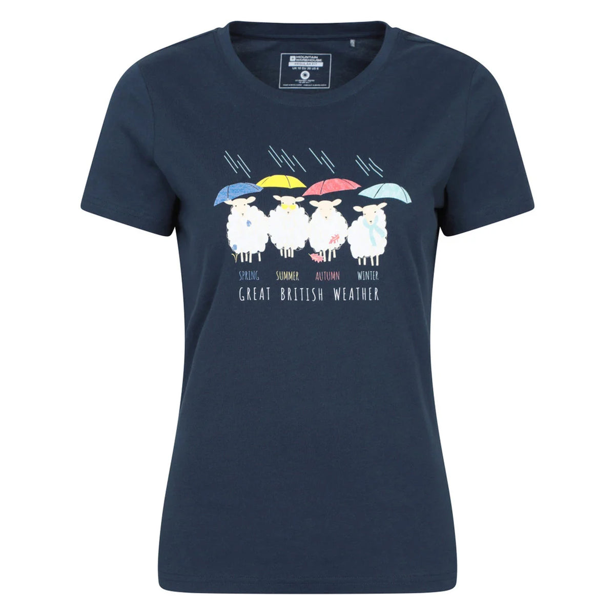 Navy - Front - Mountain Warehouse Womens-Ladies Great British Weather T-Shirt