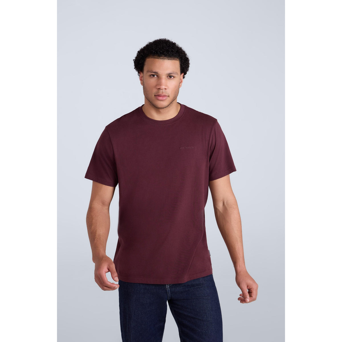 Burgundy - Front - Animal Mens Icon Organic T-Shirt