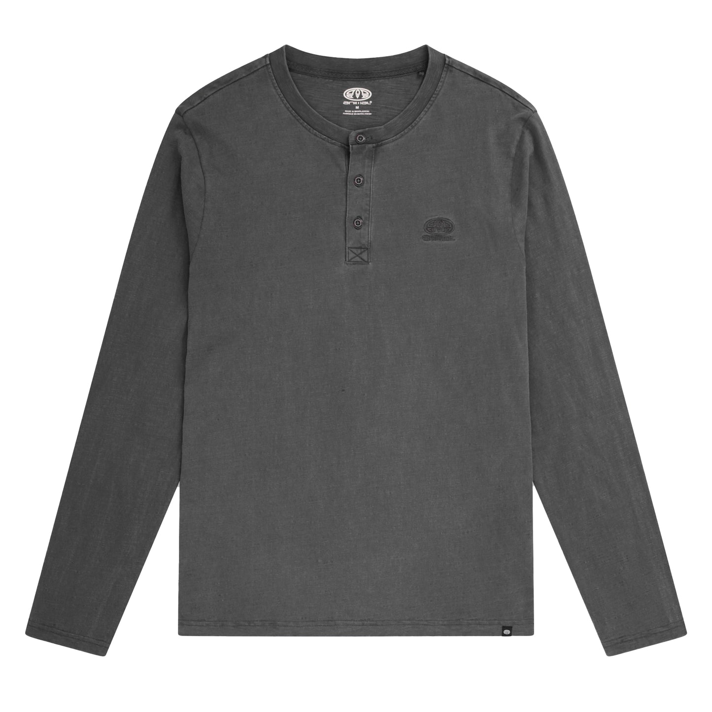 Charcoal - Front - Animal Mens Noah Organic Henley T-Shirt