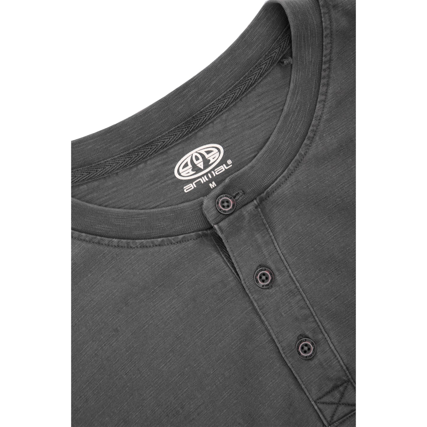 Charcoal - Side - Animal Mens Noah Organic Henley T-Shirt