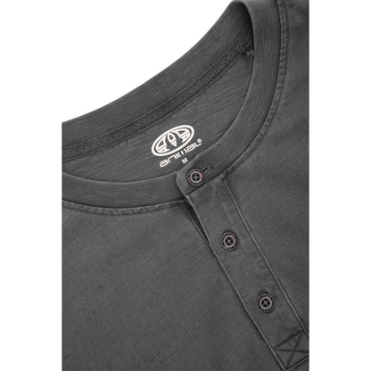 Charcoal - Side - Animal Mens Noah Organic Henley T-Shirt